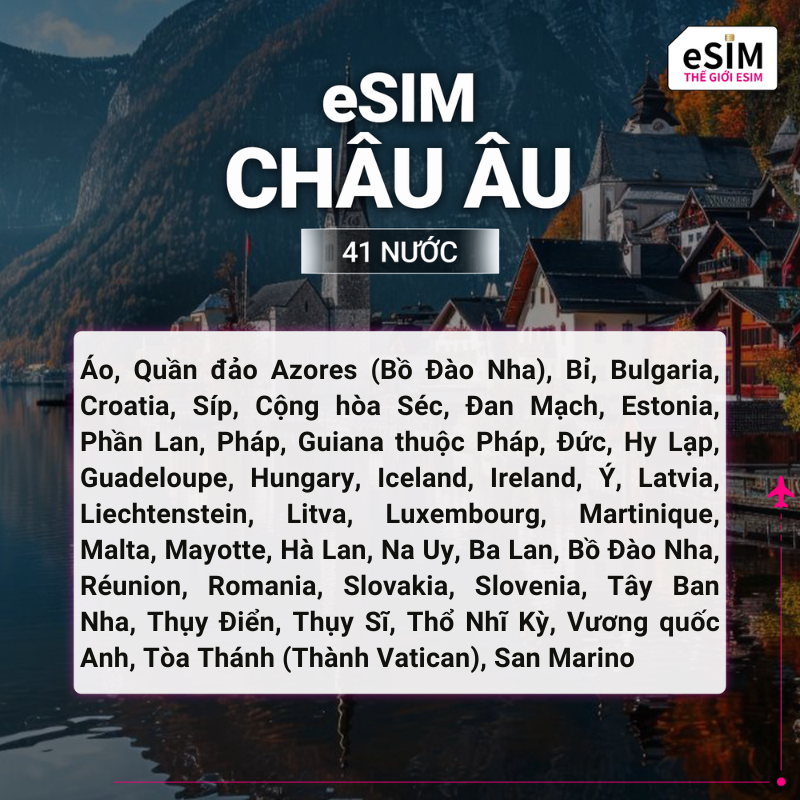Hình 2 - eSIM eSIM Châu Âu 41 nước | 4G/5G | Gói Data hằng ngày/ Tổng Data/ Unlimited Data | 01 - 30 ngày | Mã QR